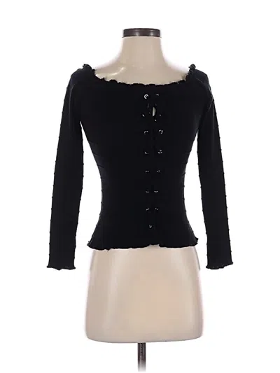Pre-owned Ambiance Apparel 3/4 Sleeve Top Black Sweetheart Neckline Tops