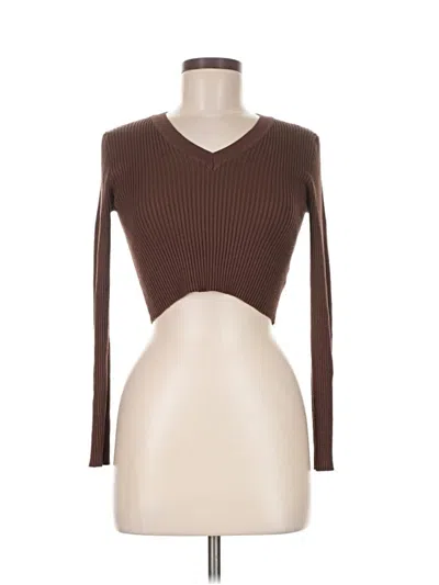 Pre-owned Ambiance Apparel Cardigan Sweater In Brown