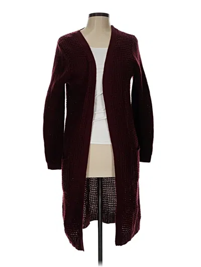 Pre-owned Ambiance Apparel Cardigan Sweater In Burgundy