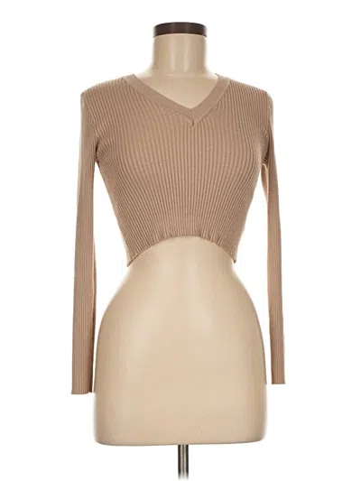 Pre-owned Ambiance Apparel Cardigan Sweater In Tan