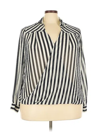 Pre-owned Ambiance Apparel Long Sleeve Blouse In White