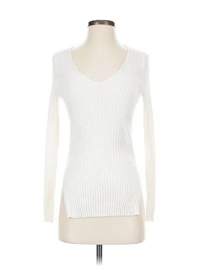 Pre-owned Ambiance Apparel Long Sleeve Top Ivory V Neck Tops In White