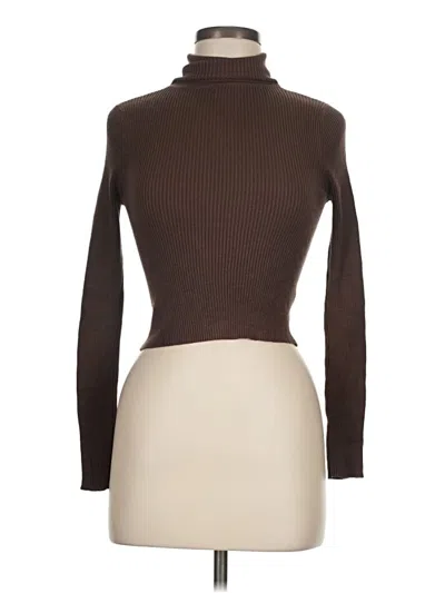 Pre-owned Ambiance Apparel Long Sleeve Turtleneck In Brown