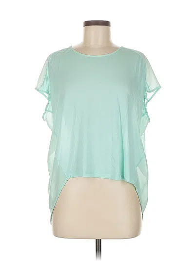 Pre-owned Ambiance Apparel Short Sleeve Top Green Keyhole Neckline Tops
