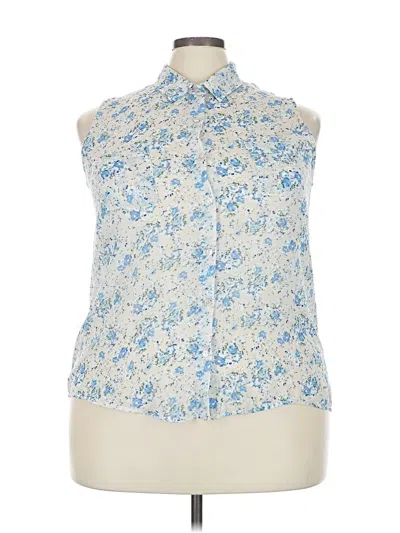Pre-owned Ambiance Apparel Sleeveless Blouse In Blue