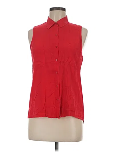 Pre-owned Ambiance Apparel Sleeveless Button Down Shirt In Red