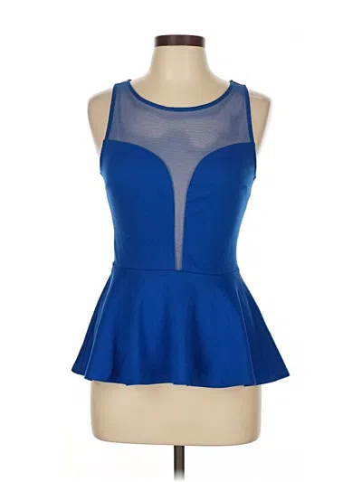 Pre-owned Ambiance Apparel Sleeveless Top Blue Halter Neckline Tops