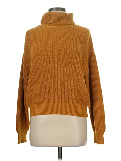 Pre-owned Ambiance Apparel Turtleneck Sweater In Gold