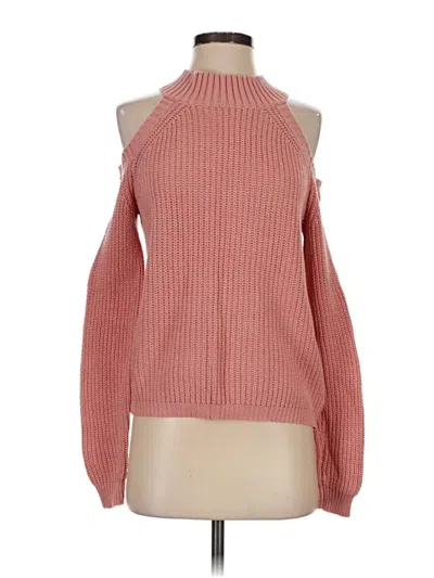 Pre-owned Ambiance Apparel Turtleneck Sweater In Pink