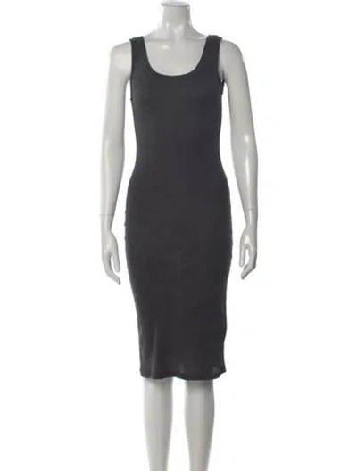 Pre-owned Ambiance Furs Scoop Neck Midi Length Dress In Gray