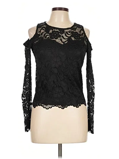 Pre-owned Ambiance Long Sleeve Blouse In Black