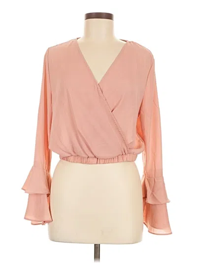 Pre-owned Ambiance Long Sleeve Blouse In Pink