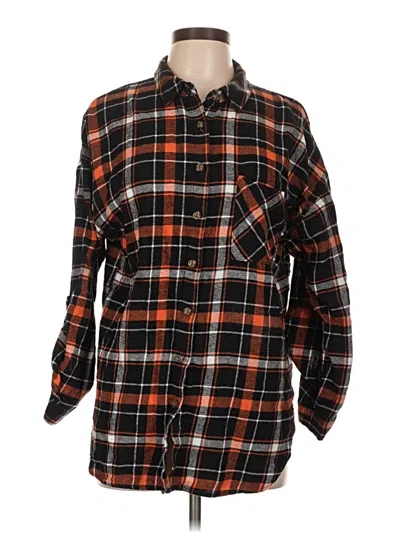 Pre-owned Ambiance Long Sleeve Button Down Shirt In Orange