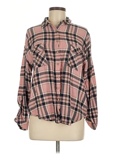 Pre-owned Ambiance Long Sleeve Button Down Shirt In Pink