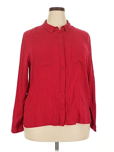 Pre-owned Ambiance Long Sleeve Button Down Shirt In Red