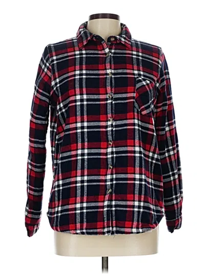 Pre-owned Ambiance Long Sleeve Button Down Shirt In Red