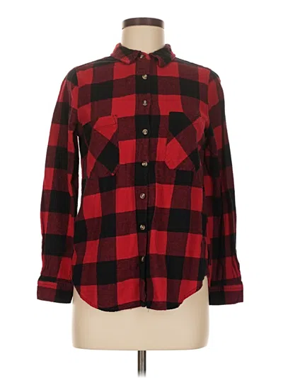Pre-owned Ambiance Long Sleeve Button Down Shirt In Red