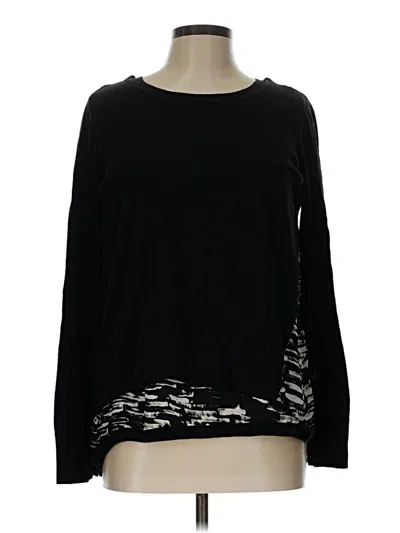 Pre-owned Ambiance Long Sleeve Top Black Boatneck Tops