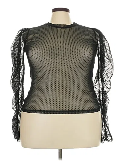 Pre-owned Ambiance Long Sleeve Top Black Mock Neckline Tops