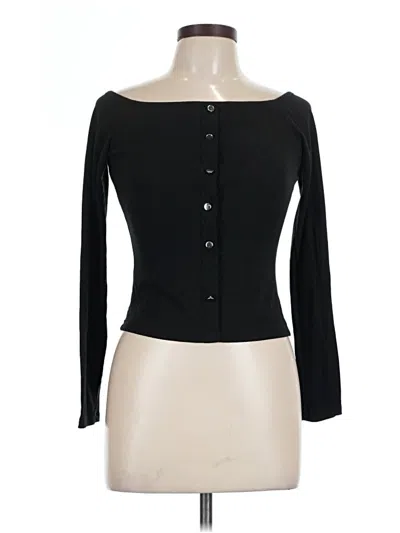 Pre-owned Ambiance Long Sleeve Top Black Sweetheart Neckline Tops
