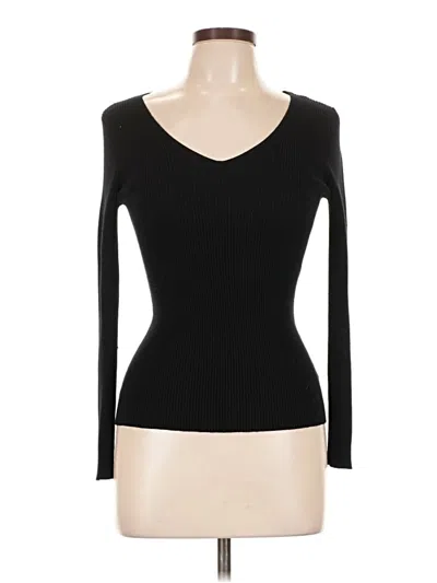 Pre-owned Ambiance Long Sleeve Top Black Sweetheart Neckline Tops