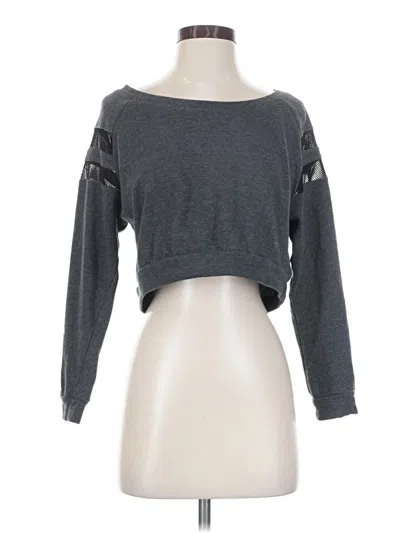 Pre-owned Ambiance Long Sleeve Top Gray Off The Shoulder Neckline Tops