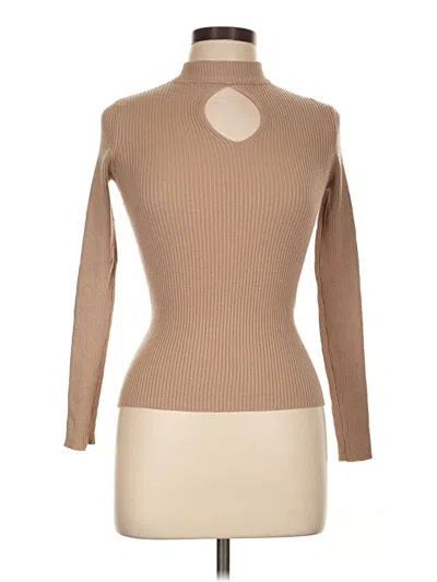 Pre-owned Ambiance Long Sleeve Top Tan Turtleneck Tops