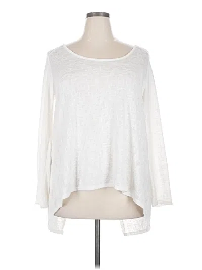 Pre-owned Ambiance Long Sleeve Top White Boatneck Tops