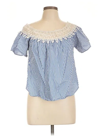 Pre-owned Ambiance Short Sleeve Blouse In Blue