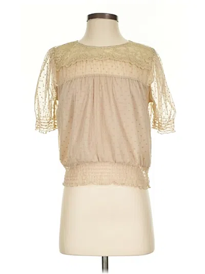 Pre-owned Ambiance Short Sleeve Blouse In Gold