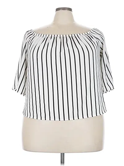 Pre-owned Ambiance Short Sleeve Blouse In White