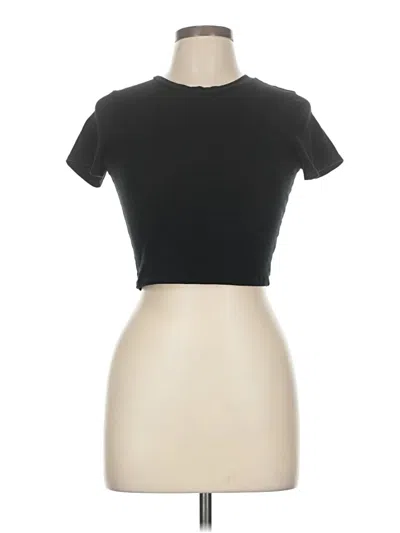 Pre-owned Ambiance Short Sleeve Top Black Mock Neckline Tops