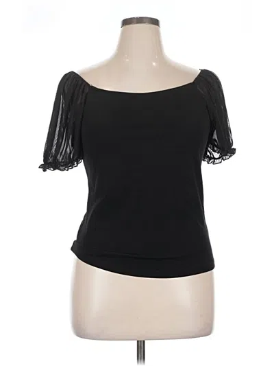 Pre-owned Ambiance Short Sleeve Top Black Sweetheart Neckline Tops