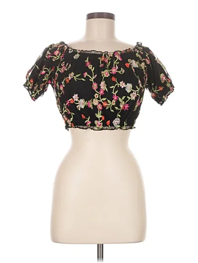 Pre-owned Ambiance Short Sleeve Top Black Sweetheart Neckline Tops
