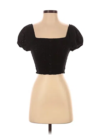 Pre-owned Ambiance Short Sleeve Top Black Sweetheart Neckline Tops