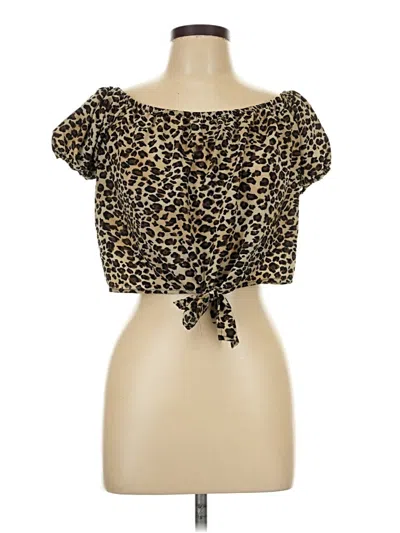 Pre-owned Ambiance Short Sleeve Top Gold Strapless Neckline Tops