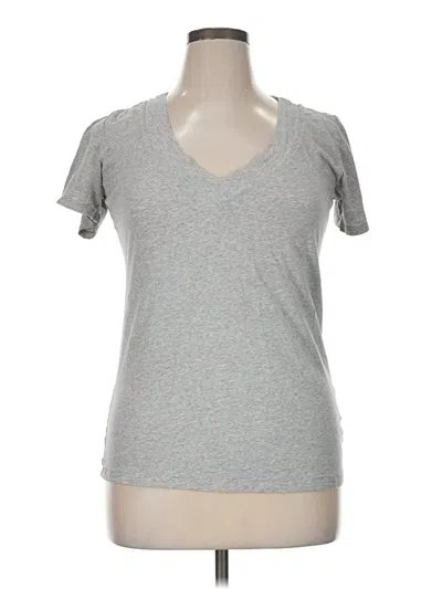 Pre-owned Ambiance Short Sleeve Top Gray V-neck Tops