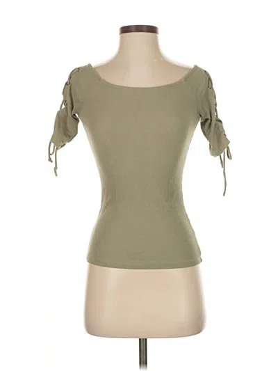 Pre-owned Ambiance Short Sleeve Top Green Sweetheart Neckline Tops