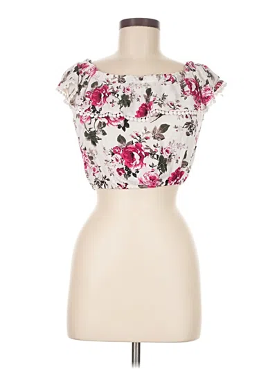 Pre-owned Ambiance Short Sleeve Top Pink Strapless Neckline Tops