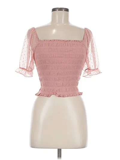 Pre-owned Ambiance Short Sleeve Top Pink Sweetheart Neckline Tops