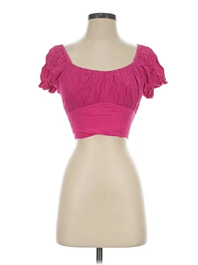Pre-owned Ambiance Short Sleeve Top Pink Sweetheart Neckline Tops