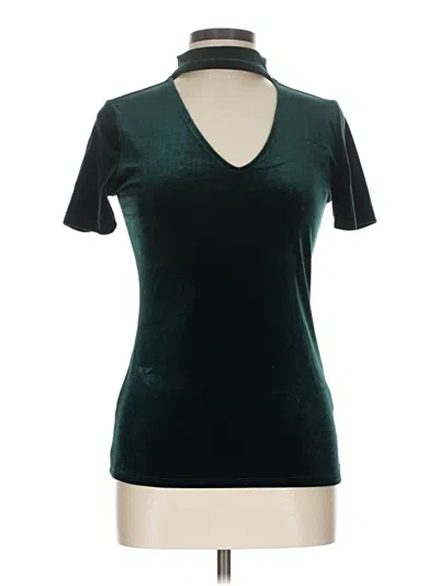 Pre-owned Ambiance Short Sleeve Top Teal V-neck Tops