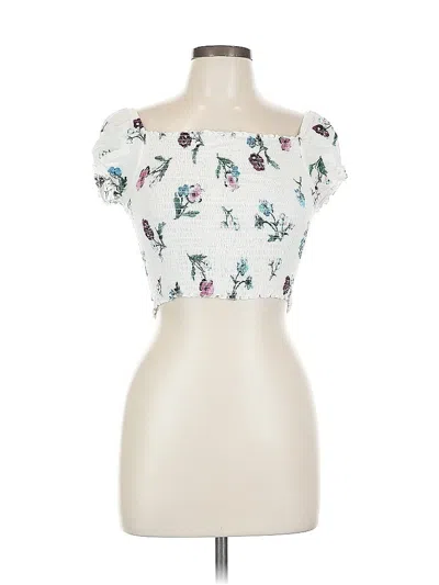 Pre-owned Ambiance Short Sleeve Top White Strapless Neckline Tops