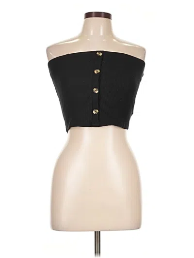 Pre-owned Ambiance Sleeveless Button Down Shirt In Black