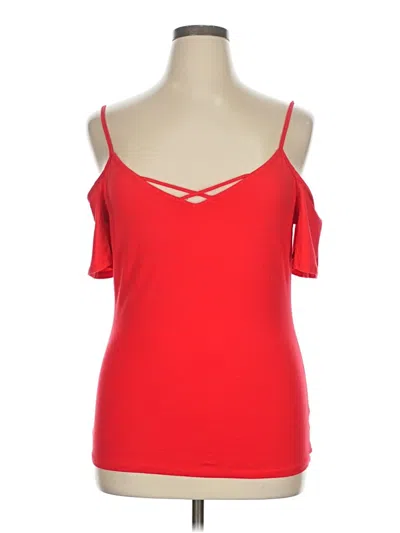 Pre-owned Ambiance Sleeveless Top Red Cold Shoulder Neckline Tops