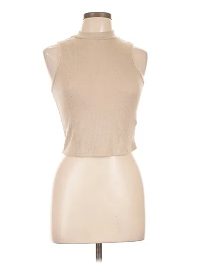 Pre-owned Ambiance Sleeveless Top Tan Turtleneck Tops In Brown