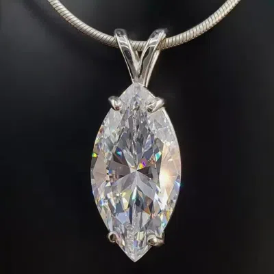 Pre-owned Ambika Rare 20 Ct Certified Off White Treated Diamond Solitaire Pendant In 925 Silver