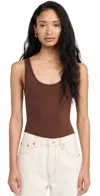 Ambitionist Everyday Classic Tank Thong Bodysuit In Brown