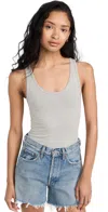 Ambitionist Everyday Classic Tank Thong Bodysuit In Heather Grey