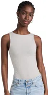 Ambitionist High Neck Tank Bodysuit Grey S In Grey